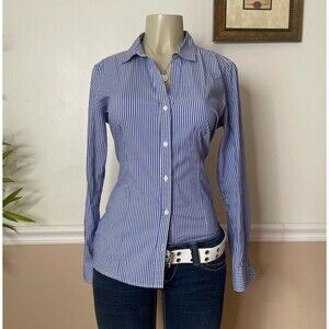 H&M Women’s Slim Button-Down Basic PinStripe Shirt Top